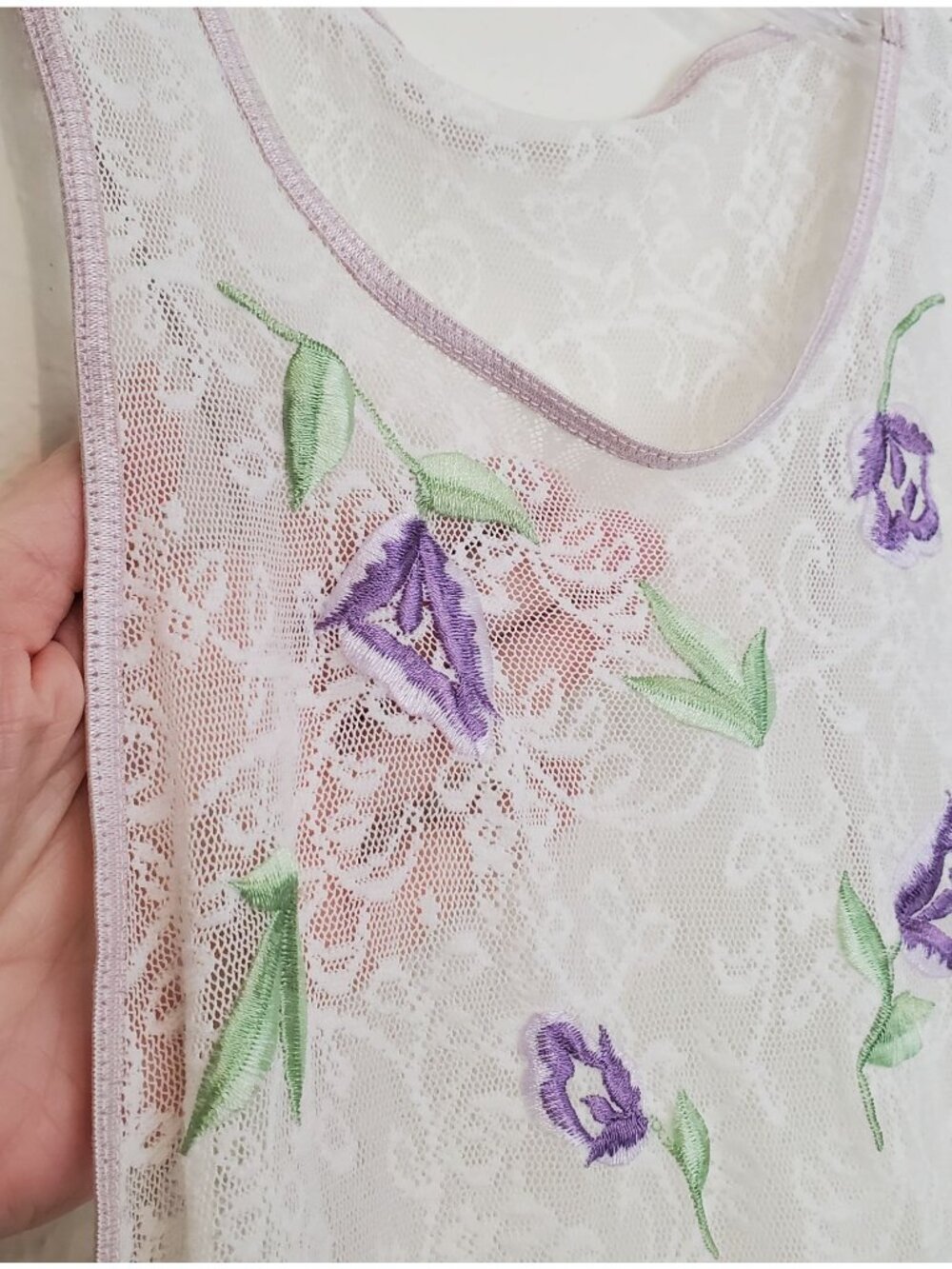 Victoria's Secret Collection 1990's lace embroidered racerback negligee - Picture 3 of 11